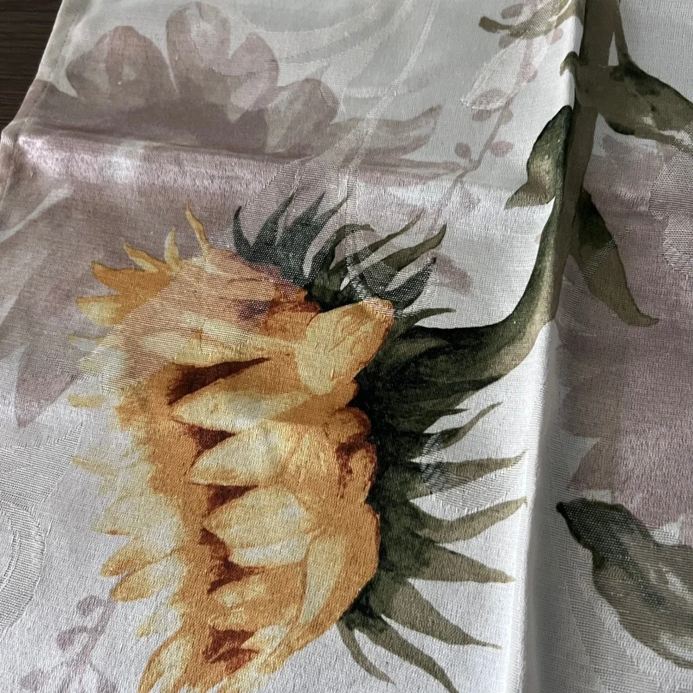 Harvest Season Golden Flowers Napkins Set 5 Cotton Blend Table‎ Linens Vintage